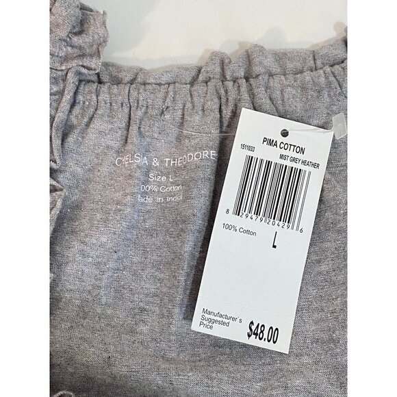 Chelsea & Theodore 100% Pima Cotton Mist Grey Heather Top Women's Size Large NWT - Picture 4 of 8
